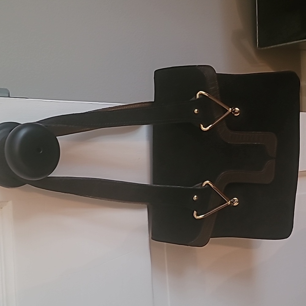 EUC Vintage Dark Brown Suede bag purse with gold hardware